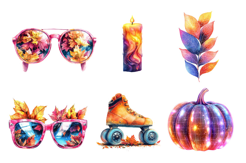 80s Retro Autumn Clipart Bundle - CraftNest - Digital Crafting and Art