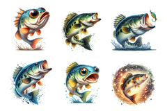 Jumping Bass Fish Clipart Bundle - CraftNest - Digital Crafting and Art