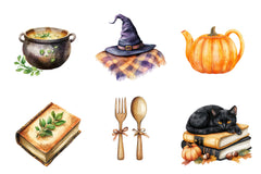 Witch Autumn Picnic Set Clipart Bundle - CraftNest - Digital Crafting and Art