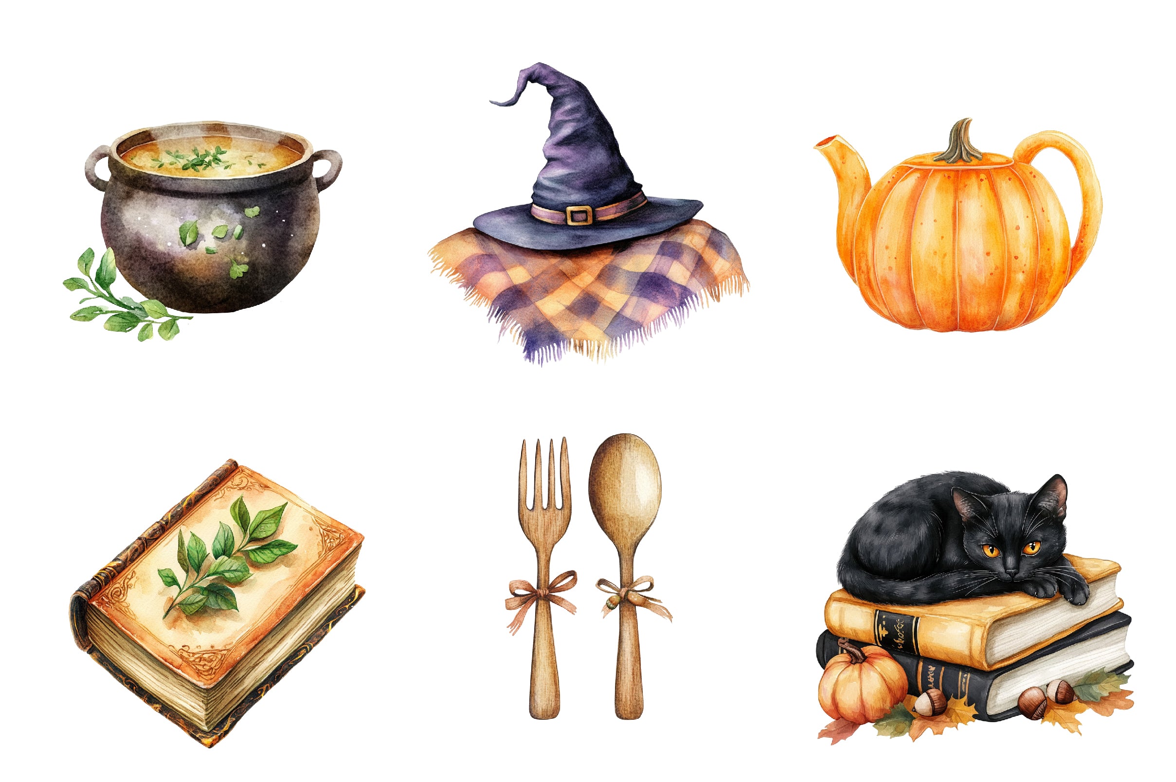 Witch Autumn Picnic Set Clipart Bundle - CraftNest - Digital Crafting and Art