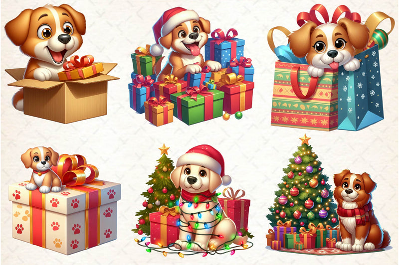 Christmas Dog Gift Box Clipart Bundle - CraftNest - Digital Crafting and Art
