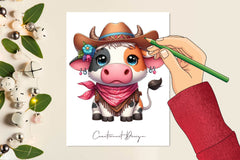 Adorable Baby Cowboy Cow Clipart Bundle - CraftNest - Digital Crafting and Art