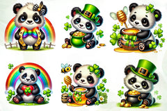 St Patricks Day Cute Panda Clipart Bundle - CraftNest - Digital Crafting and Art