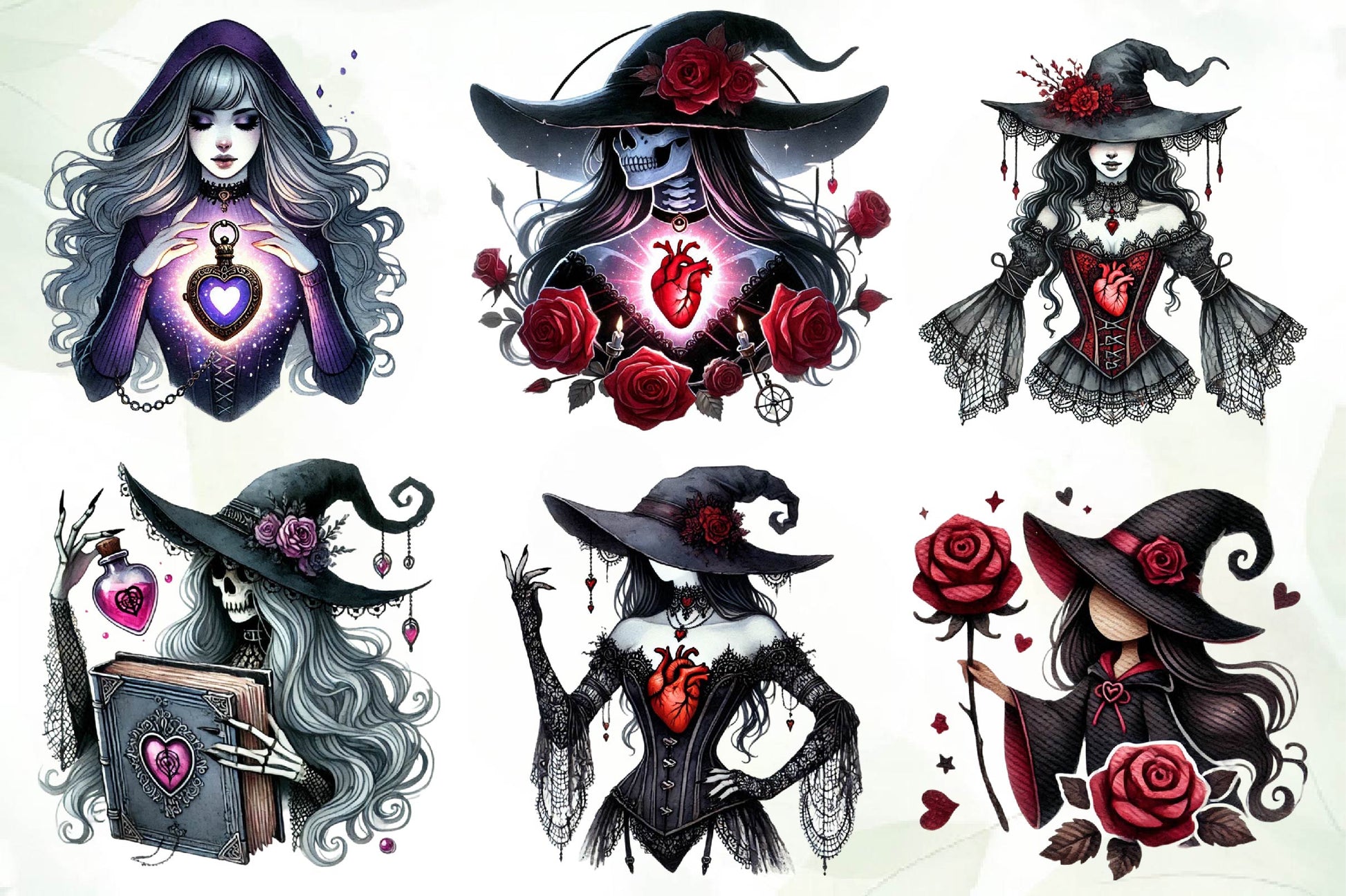 Valentine Gothic Witch Clipart Bundle - CraftNest - Digital Crafting and Art