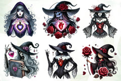 Valentine Gothic Witch Clipart Bundle - CraftNest - Digital Crafting and Art