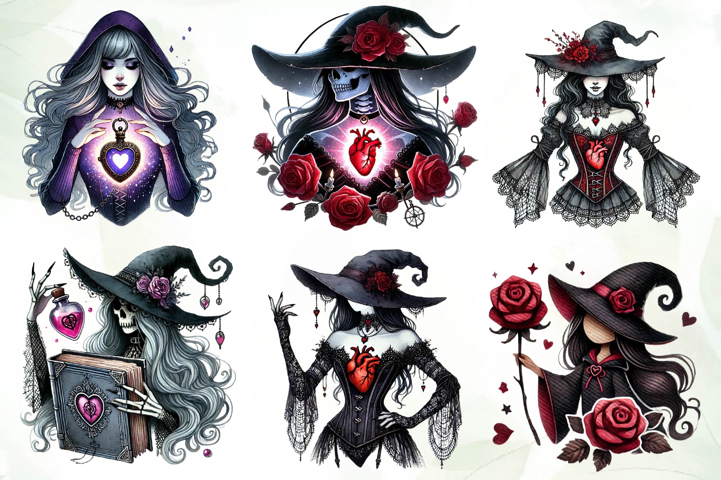 Valentine Gothic Witch Clipart Bundle - CraftNest - Digital Crafting and Art