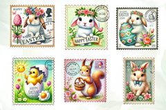 Easter Animals Postage Stamp Clipart Bundle - CraftNest - Digital Crafting and Art