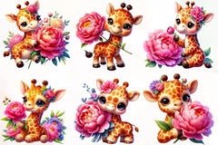 Giraffe Spring Flowers Clipart Bundle 1 - CraftNest - Digital Crafting and Art