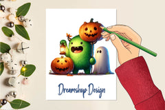 Halloween Little Green Monster Clipart Bundle - CraftNest - Digital Crafting and Art