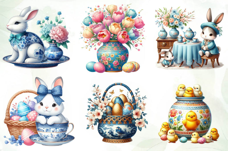 Chinoiserie Easter Clipart Bundle 2 - CraftNest - Digital Crafting and Art