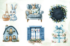 Blue Parisian Easter Clipart Bundle - CraftNest - Digital Crafting and Art