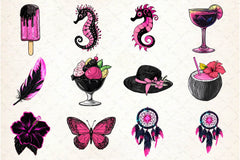 Back And Pink Summer Clipart Bundle - CraftNest - Digital Crafting and Art