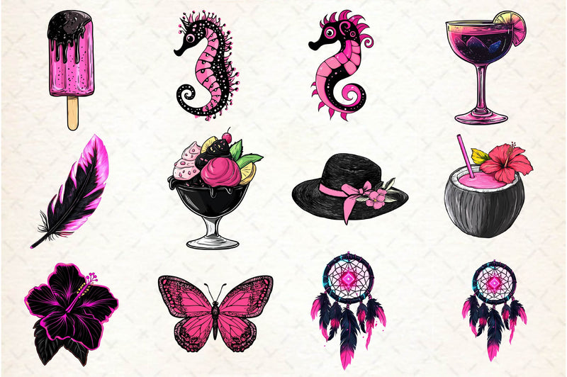 Back And Pink Summer Clipart Bundle - CraftNest - Digital Crafting and Art