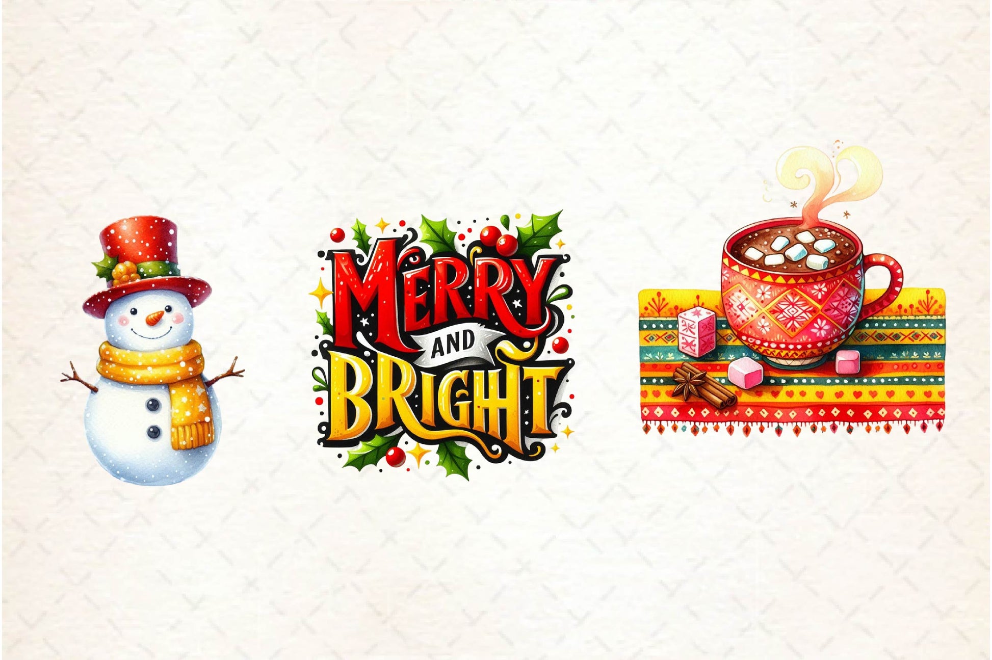 Yellow And Red Christmas Clipart Bundle - CraftNest - Digital Crafting and Art