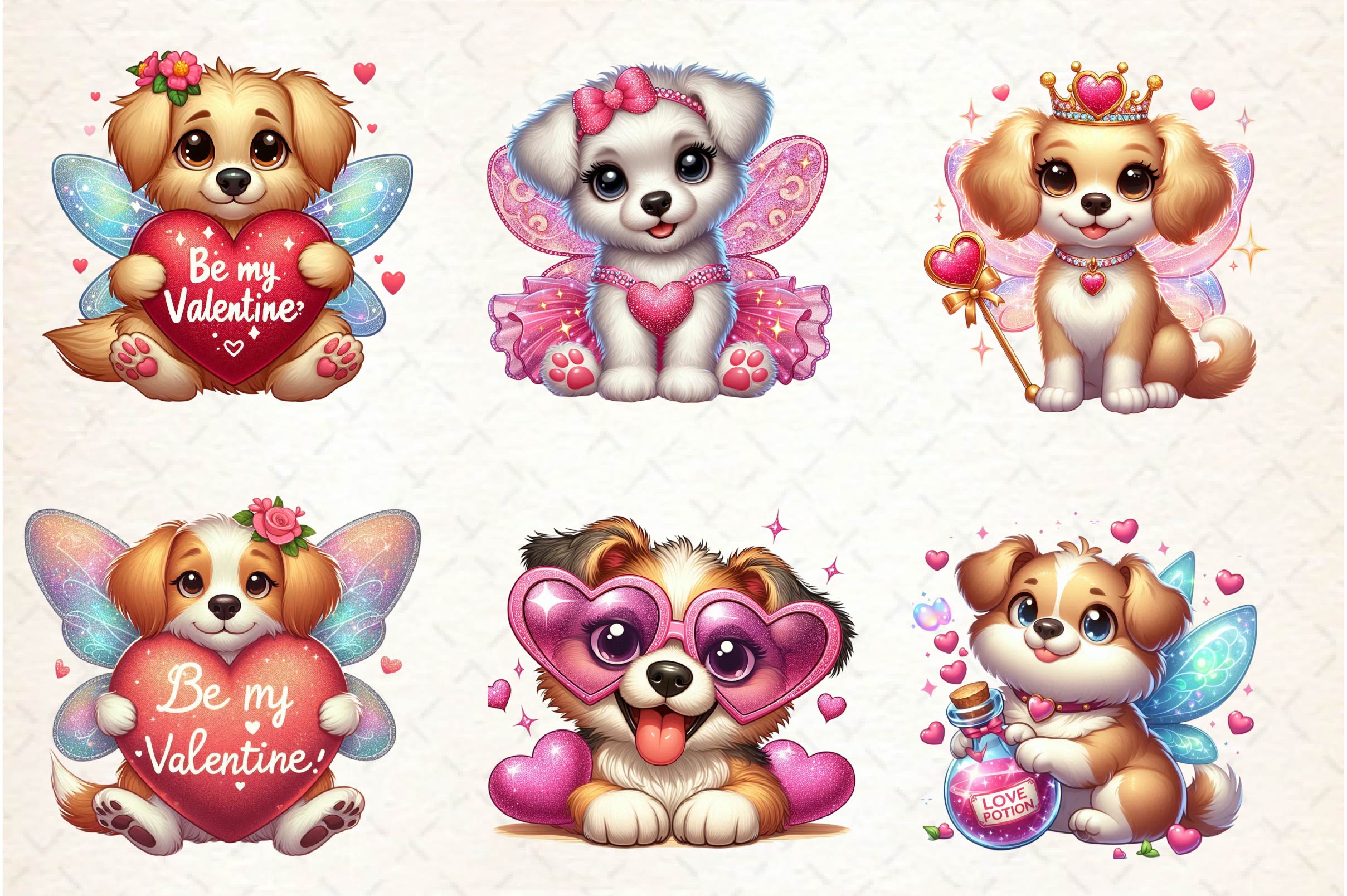 Valentine Fairy Dogs Clipart Bundle - CraftNest - Digital Crafting and Art