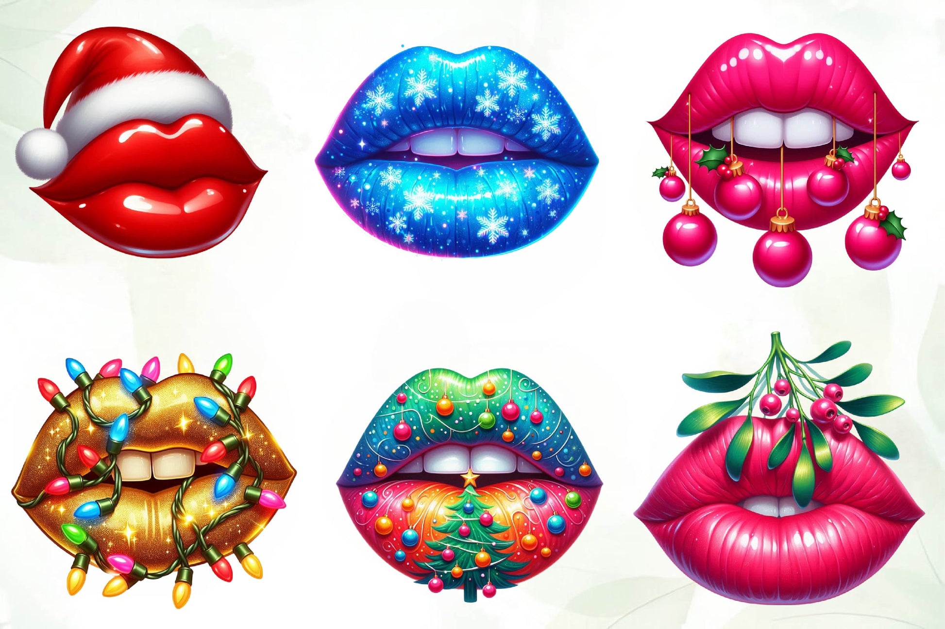 Lips Christmas Lips Holiday Lips Clipart Bundle - CraftNest - Digital Crafting and Art