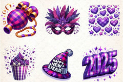Purple New Year 2025 Clipart Bundle - CraftNest - Digital Crafting and Art
