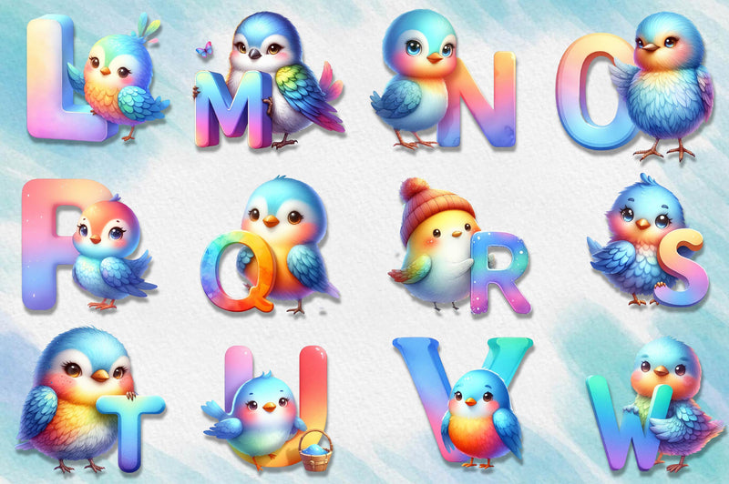 Bird Alphabet Clipart Bundle - CraftNest - Digital Crafting and Art