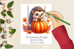 Autumn Cute Hedgehog Clipart Bundle - CraftNest - Digital Crafting and Art