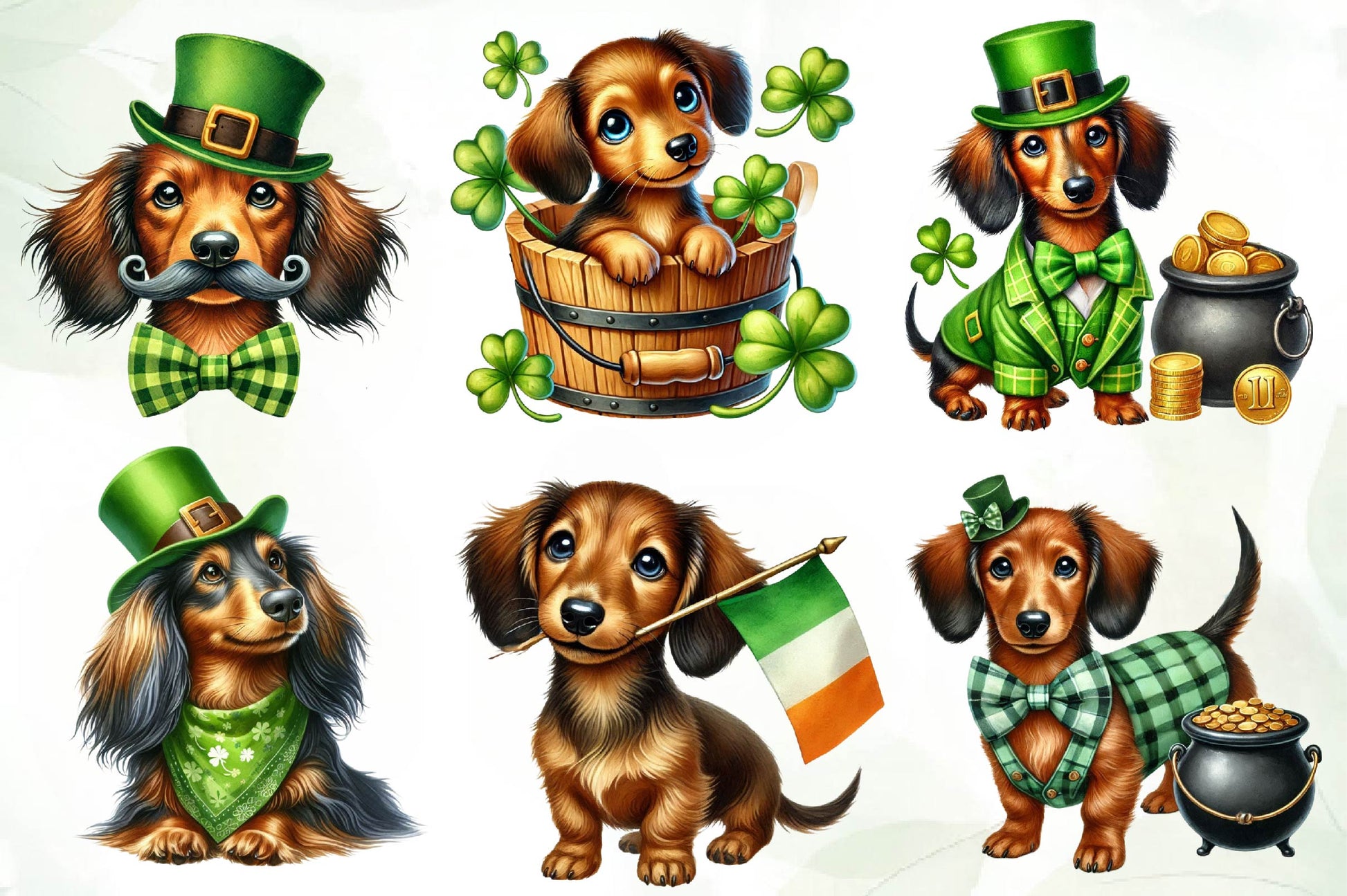 St Patricks Day Dachshund Dog Clipart Bundle - CraftNest - Digital Crafting and Art