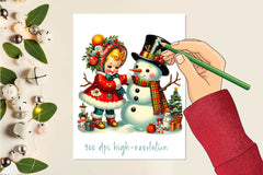 Vintage Child And Snowman Clipart Bundle - CraftNest - Digital Crafting and Art