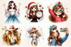 New Year Black American Girl Clipart Bundle - CraftNest - Digital Crafting and Art