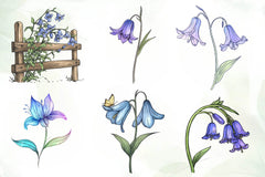 Little Bluebell Flower Bloom Clipart Bundle - CraftNest - Digital Crafting and Art