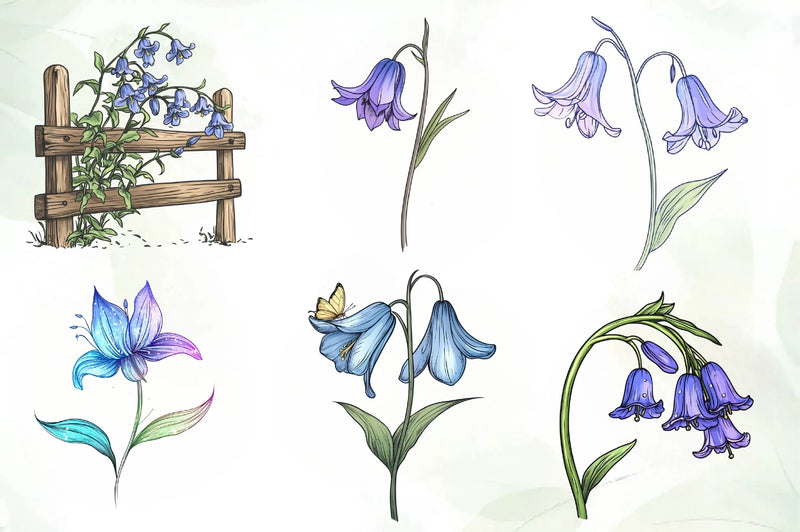 Little Bluebell Flower Bloom Clipart Bundle - CraftNest - Digital Crafting and Art