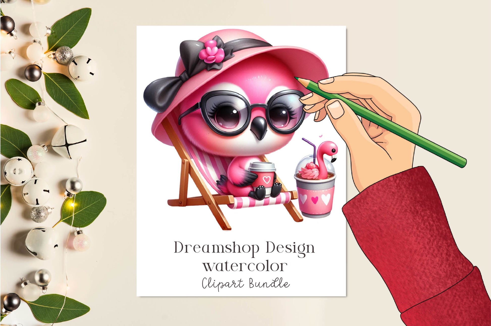 Chic Beach Flamingo Clipart Bundle - CraftNest - Digital Crafting and Art