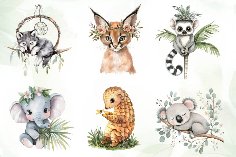Boho Jungle Animals Summer Design Clipart Bundle - CraftNest - Digital Crafting and Art
