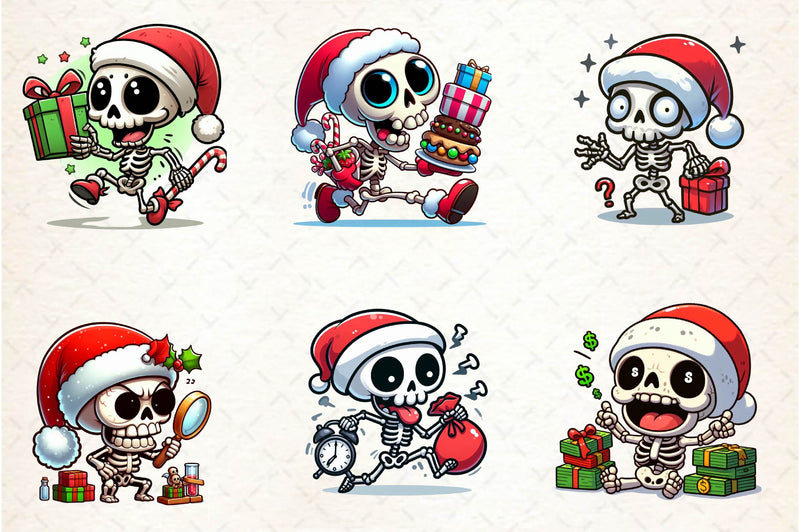 Funny Christmas Skeleton Clipart Bundle 1 - CraftNest - Digital Crafting and Art