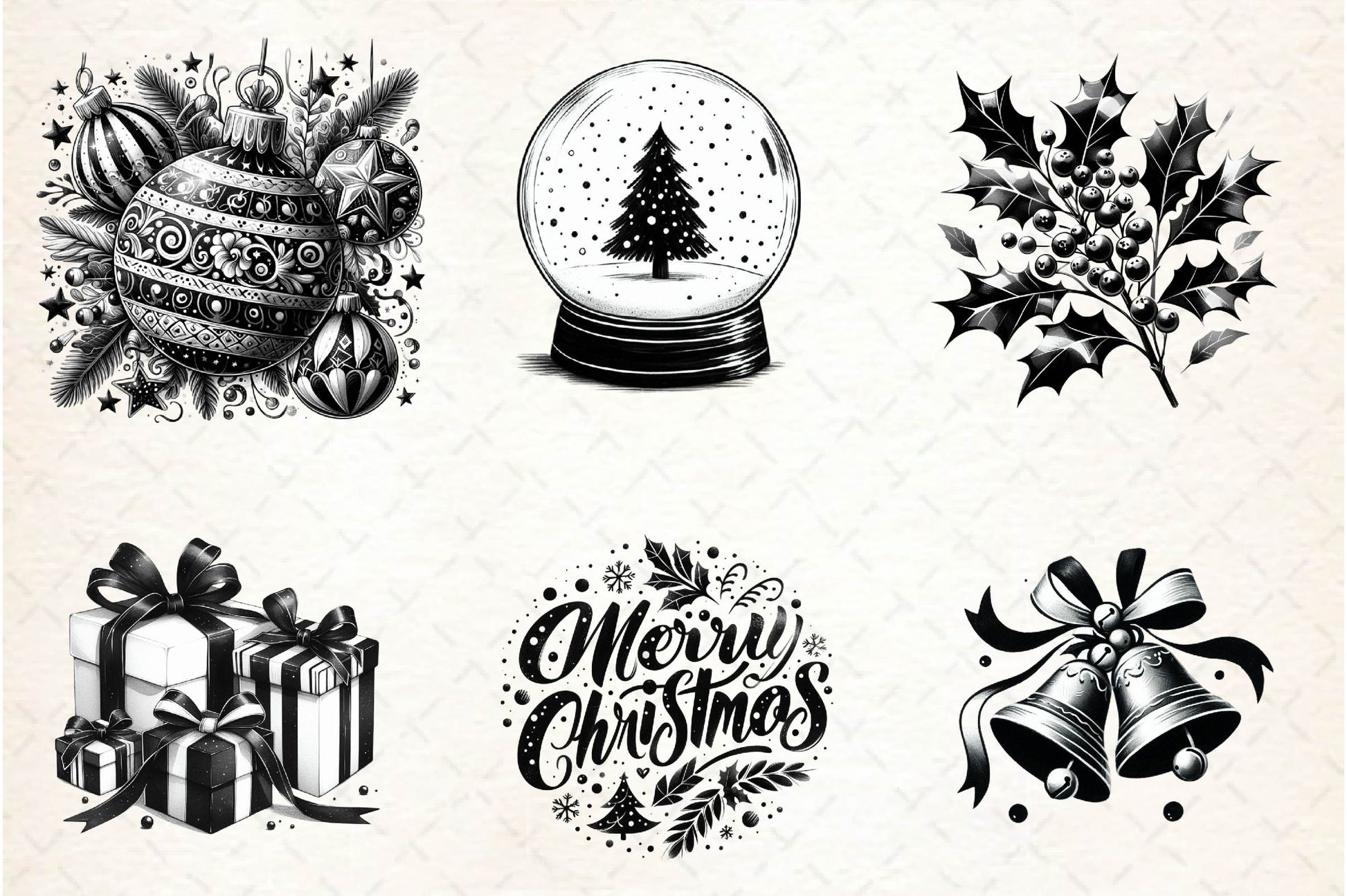 Black And White Christmas Clipart Bundle - CraftNest - Digital Crafting and Art