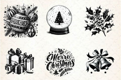Black And White Christmas Clipart Bundle - CraftNest - Digital Crafting and Art