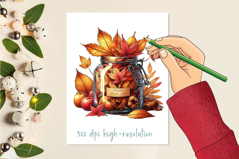 Autumn Leaves In A Jar Clipart Bundle - CraftNest - Digital Crafting and Art