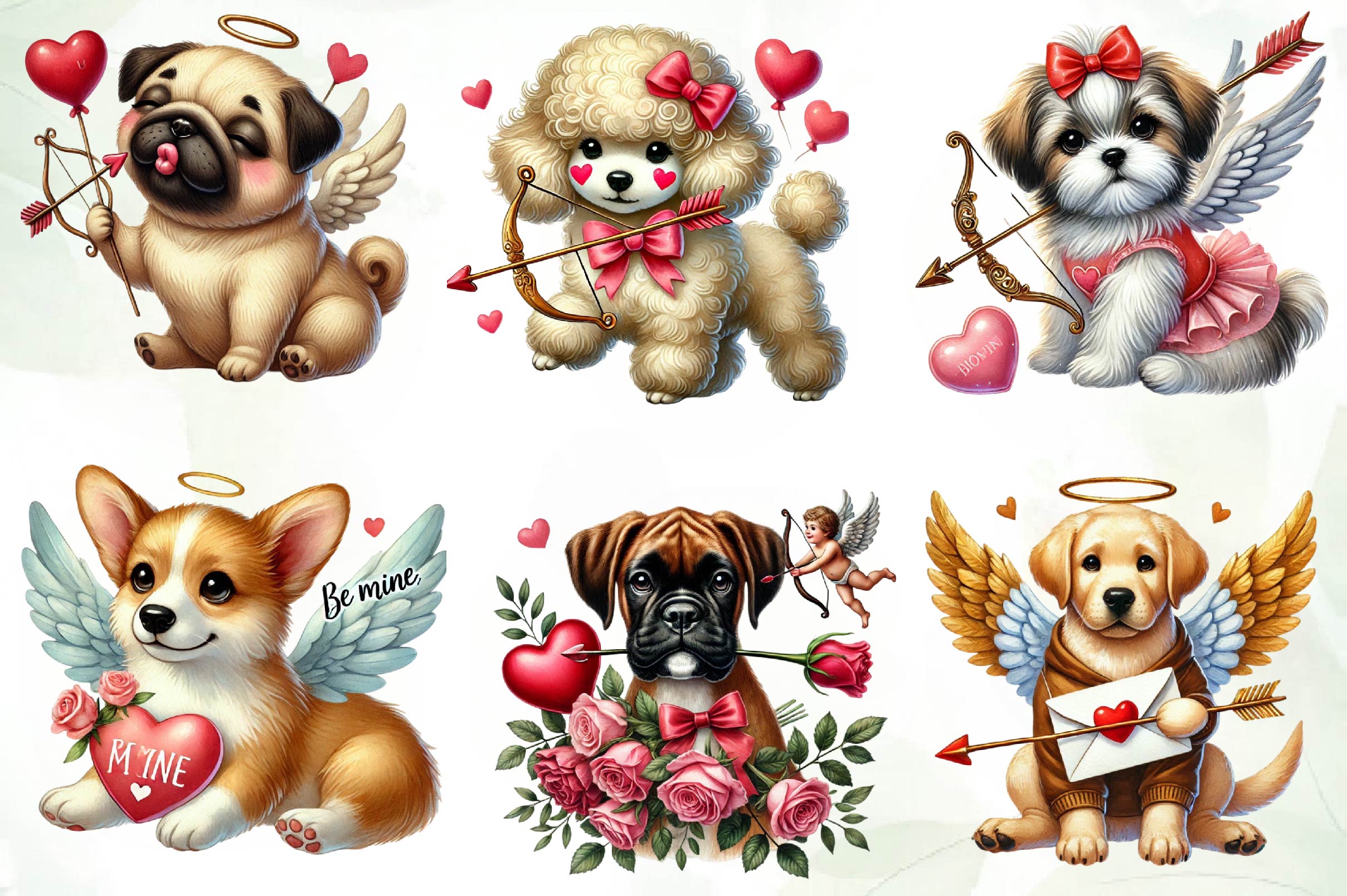 Dogs Cupid Valentines Day Clipart Bundle - CraftNest - Digital Crafting and Art
