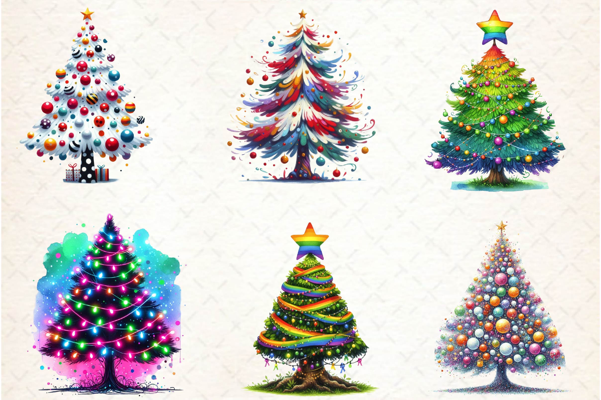 Festive Christmas Tree Clipart Bundle - CraftNest - Digital Crafting and Art
