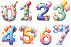 Happy Birthday Balloon Numbers Clipart Bundle - CraftNest - Digital Crafting and Art
