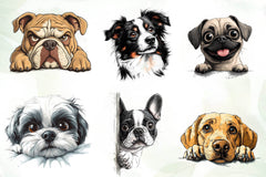 Peeking Around Corner Dog Clipart Bundle - CraftNest - Digital Crafting and Art