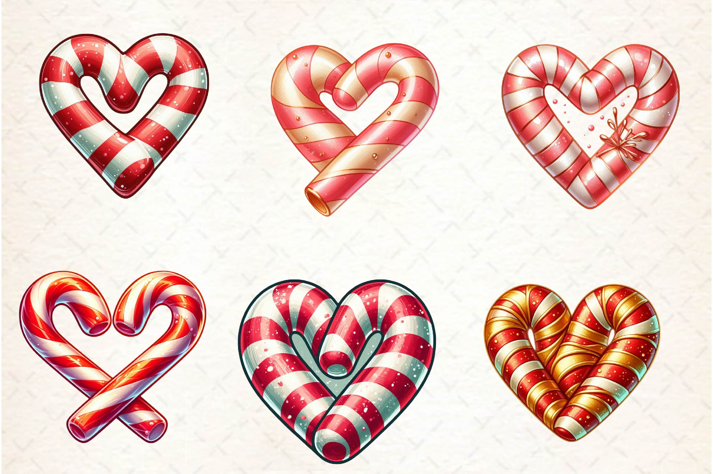 Christmas Candy Cane Heart Clipart Bundle - CraftNest - Digital Crafting and Art