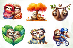 Cute Sloth Couple Water Color Clipart Bundle - CraftNest - Digital Crafting and Art