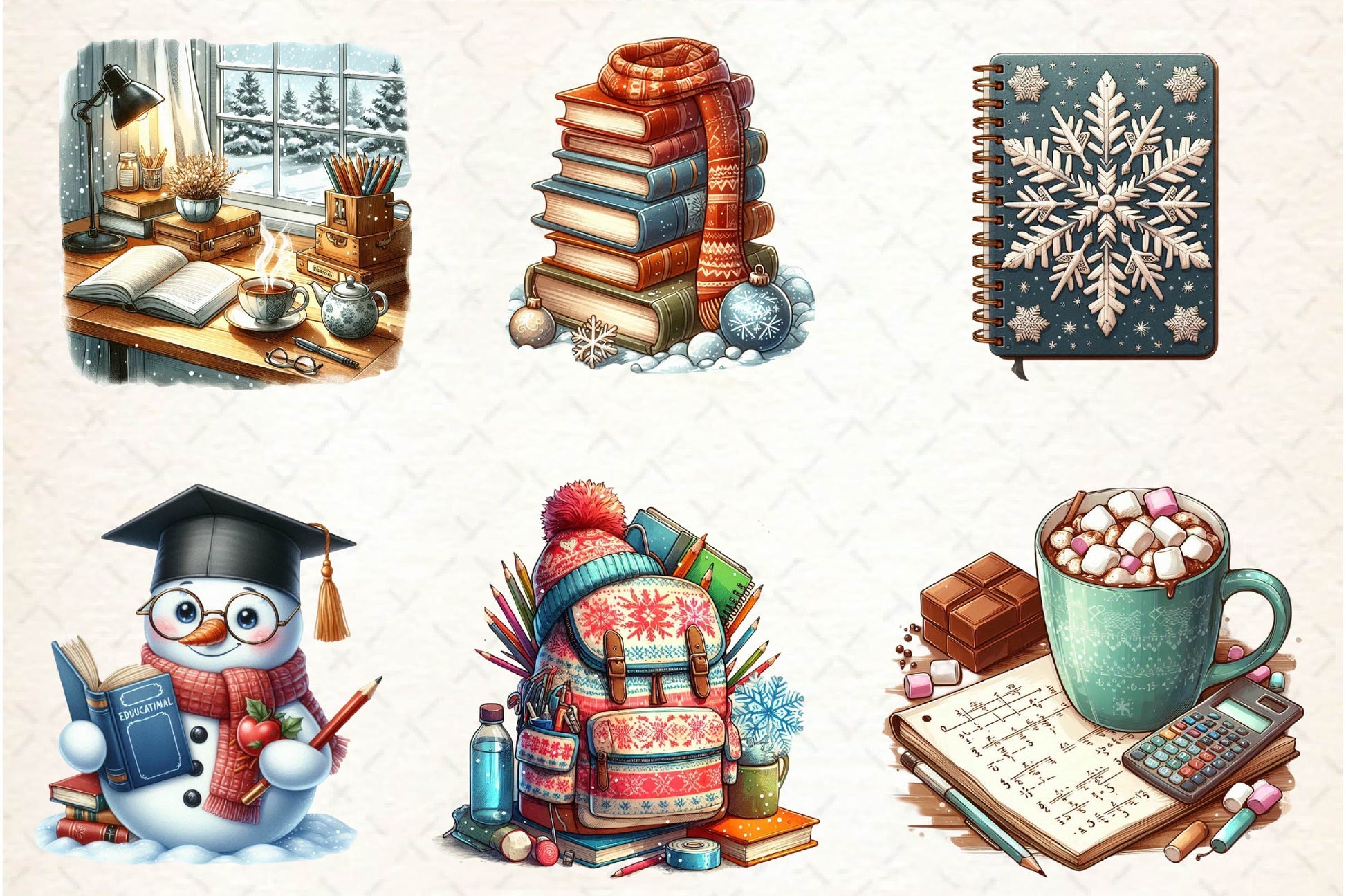 Cozy Winter Educational Clipart Bundle - CraftNest - Digital Crafting and Art