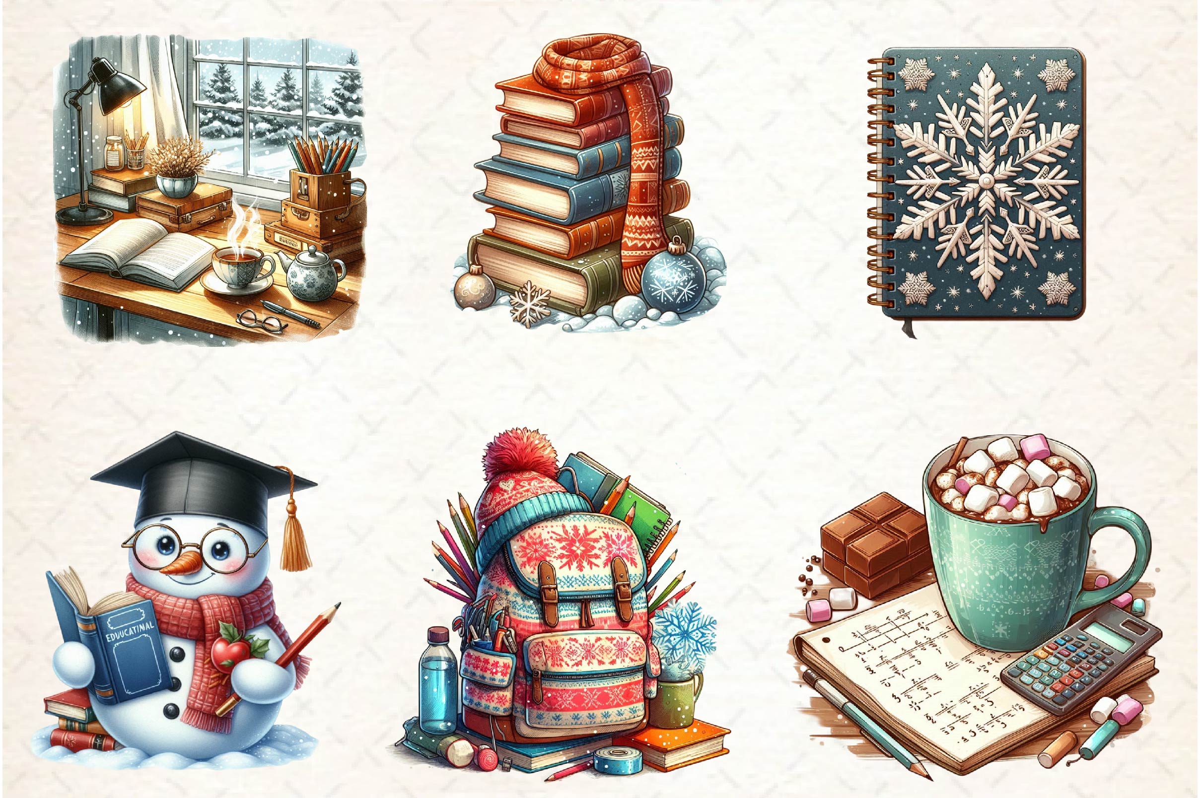 Cozy Winter Educational Clipart Bundle - CraftNest - Digital Crafting and Art