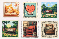 Reading Books Postage Stamp Clipart Bundle - CraftNest - Digital Crafting and Art