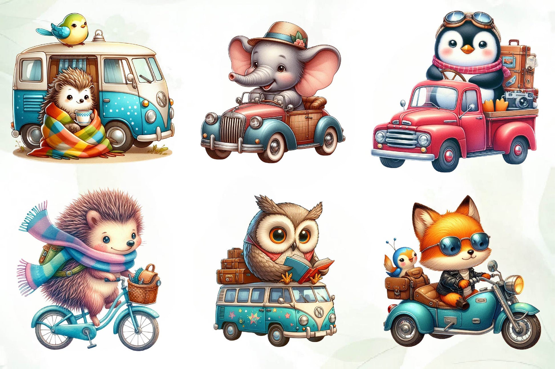 Animals Road Trip Clipart Bundle - CraftNest - Digital Crafting and Art
