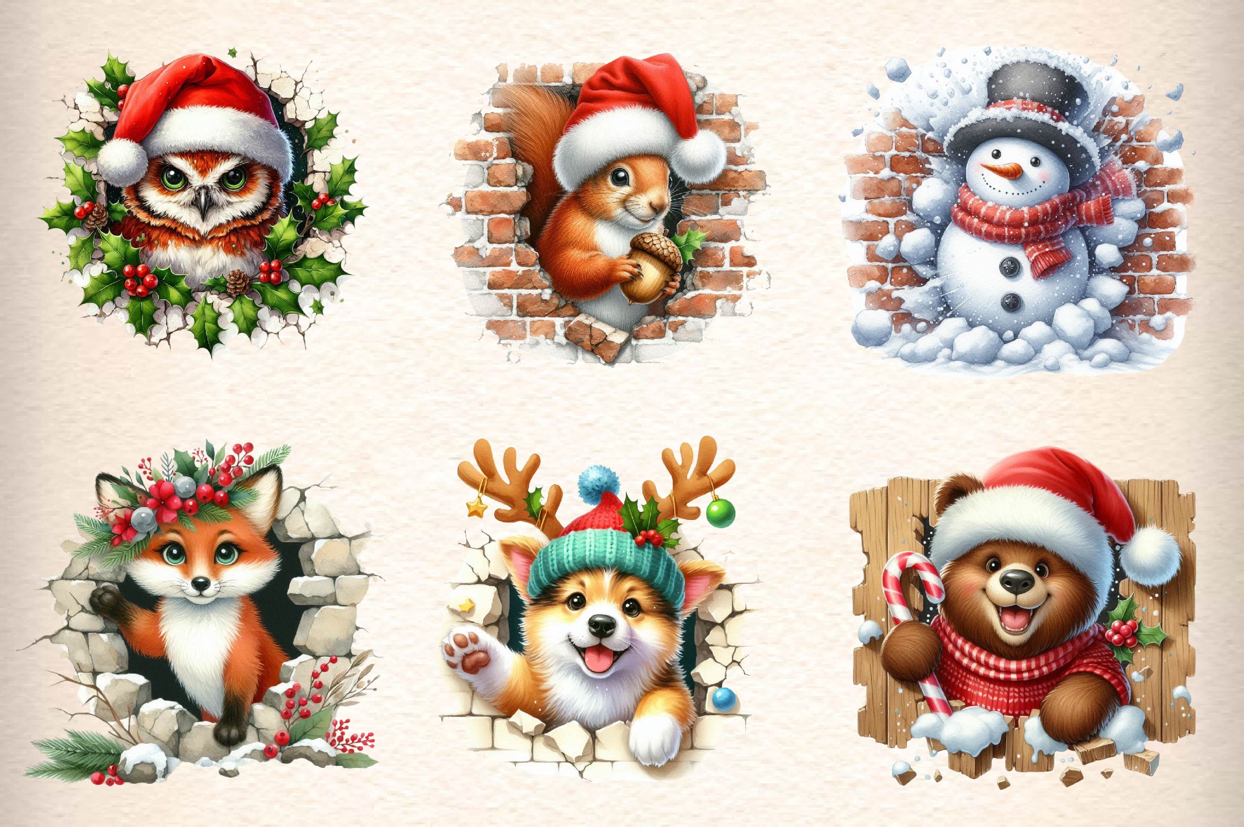 Broken Wall Christmas Clipart Bundle - CraftNest - Digital Crafting and Art