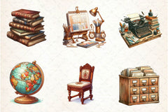 Antique Cozy Office Clipart Bundle - CraftNest - Digital Crafting and Art