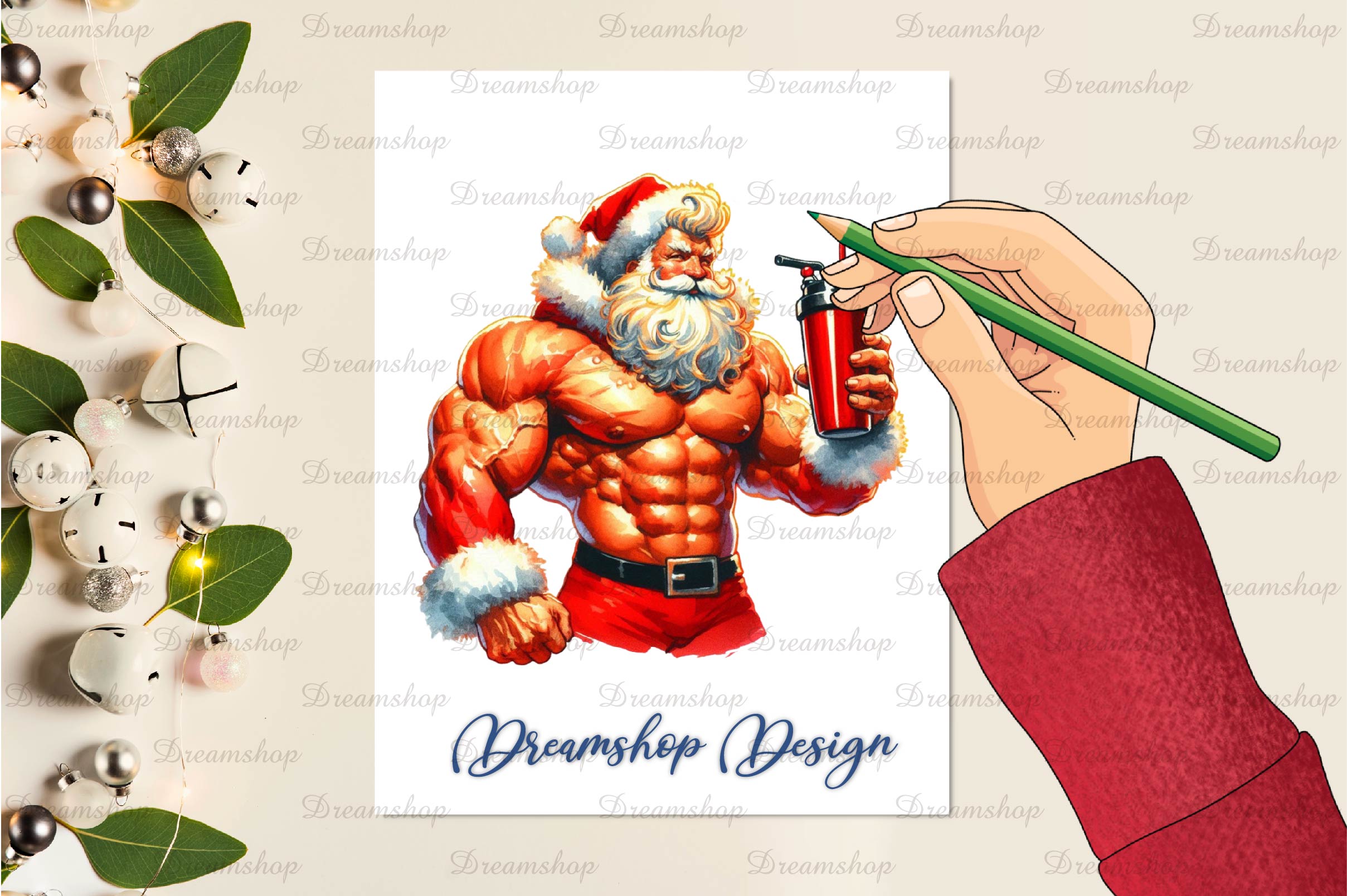 Body Builder Claus Santa Clipart Bundle - CraftNest - Digital Crafting and Art