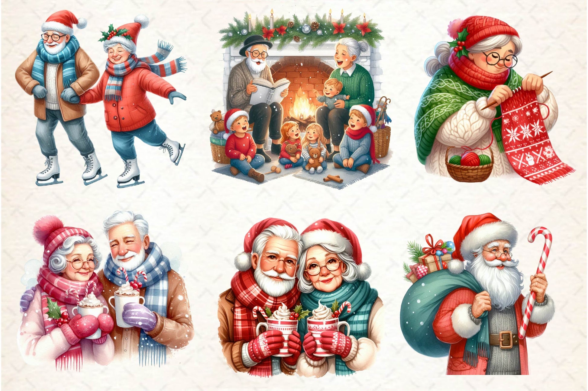 Christmas Elderly Set Clipart Bundle - CraftNest - Digital Crafting and Art