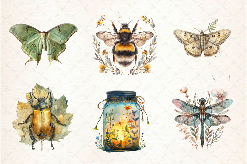 Vintage Spring Insect Clipart Bundle - CraftNest - Digital Crafting and Art