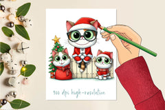 Christmas Cat On Fence Clipart Bundle - CraftNest - Digital Crafting and Art